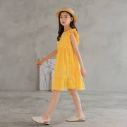 女童连衣裙儿童公主裙裙子黄色荷叶裙长裙夏季中大童网红洋气薄款