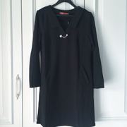 c系列纯黑色垂感雪纺，连衣裙春秋款长袖连衣裙，气质款品牌折扣