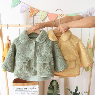 女童冬装2022韩版女小童羊羔毛外套(毛，外套)女孩，短款宝宝毛毛衣(毛毛衣)大衣潮