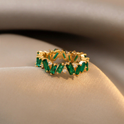 祖母绿戒指女小众设计日式轻奢ins潮高级感时尚百搭女士食指指环