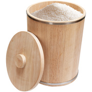 实木米桶橡木米桶米缸圆形，储米箱木质家用防潮米桶10kg15kg装米桶
