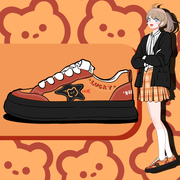 艾米与麦麦可爱低帮厚底橘色帆布鞋女设计感小众多巴胺彩色潮鞋子