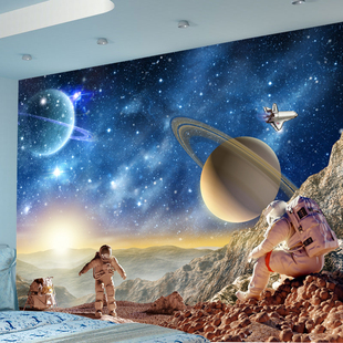 儿童房贴画墙贴背景墙，装饰宇宙星空太空人壁画贴纸，自粘墙画墙纸画