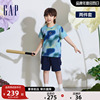 Gap男童2024夏季纯棉扎染小熊logo短袖T恤短裤运动套装890523