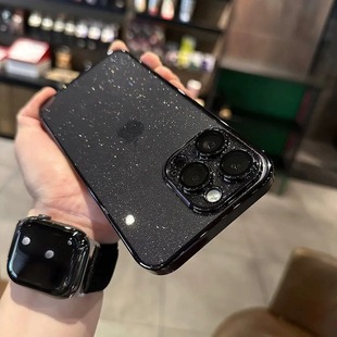 星空闪粉适用苹果15promax手机壳15硬壳，iphone14pro带镜头膜13高档电镀，12pro保护套女款奢华简约11全包