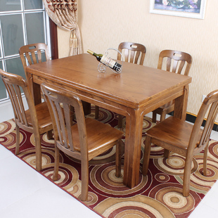 实木餐桌椅组合 现代中式长方形餐桌椅 一桌四椅六椅全水曲柳家具