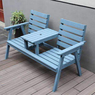 户外防腐木桌椅庭院双人实木碳化靠背椅子阳台露天茶几桌公园休闲
