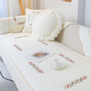白色沙发垫简约现代四季通用防滑全棉坐垫韩式田园风沙发套罩盖布