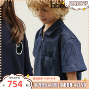 bbeeeenn高级感儿童牛仔短袖衬衫男女儿童夏季时尚半袖上衣打底衫