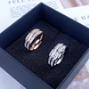 欧美镶钻满钻戒指女时尚韩版个性食指环钛钢镀18k玫瑰金不易掉色