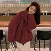 酒红色羽绒服女短款冬季2023年韩版宽松小个子白鸭绒(白鸭绒)外套