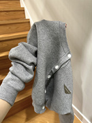 小众灰色内搭针织衫毛衣女(毛衣女，)秋季设计感慵懒风长袖上衣短款开衫外套