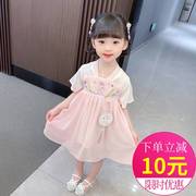 女童汉服连衣裙夏季2023女宝宝刺绣雪纺，裙儿童夏装中国风裙子