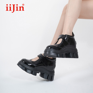 iijin艾今2024春10.5cm厚底，内增高真皮，玛丽珍皮鞋女yf958exo1