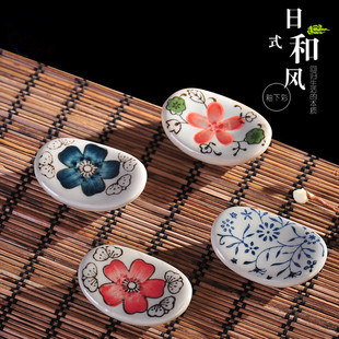 日式釉下彩陶瓷和风餐具，厨房筷子枕筷托筷架精致可爱家用创意个性