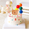 软陶小熊儿童生日蛋糕韩国简约手绘甜品，圆形气球可爱装饰摆件插件