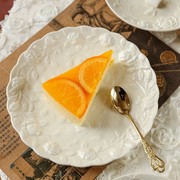 高端法式玫瑰陶瓷浮雕盘奶油色，下午茶盘欧式咖啡杯碟家用浪漫水果