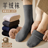 羊毛袜子男冬季中筒袜加绒加厚男士棉袜厚款长筒防臭保暖秋冬长袜