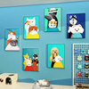 宠物店墙面装饰用品玻璃门广告贴纸，猫狗布置背景，创意收银台墙贴画