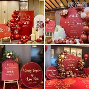 2021中风网红订婚门宴布置景背墙kt板气球装饰仪式回感物用品