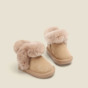 女宝宝加绒毛毛鞋子婴儿，学步鞋冬季棉鞋女童厚款雪地靴韩版