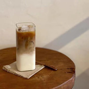韩国ins同款方形带把高硼硅玻璃杯耐热水杯冰美式咖啡拿铁早餐杯