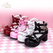 2019春甜美lolita鞋，高跟圆头蝴蝶结洛丽塔萌妹公主少女鞋8178