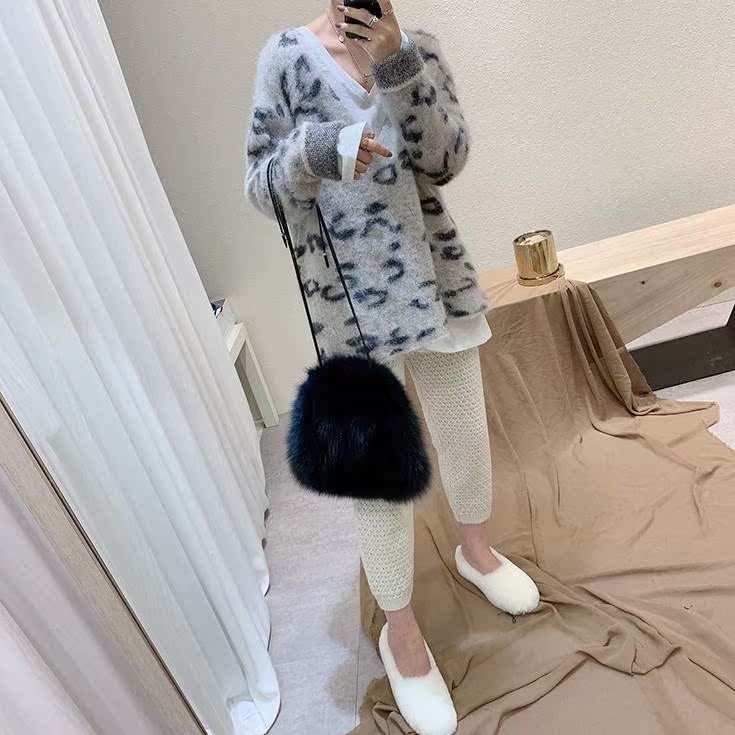2018秋冬韩版大V领马海毛羊驼毛宽松豹纹套头毛衣女装潮在类目 女装/女士精品, 毛衣中 - 来自Buy2taobao.com提供专业的淘宝代购服务