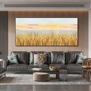 简约现代风景画大气横版，客厅沙发手绘油画，抽象大幅装饰画(稻香)