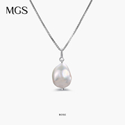 MGS/曼古银油画玫瑰巴洛克异形珍珠项链女时尚轻奢设计感锁骨链