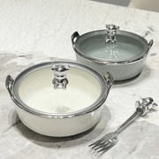 碗家用泡面碗汤碗双耳碗带盖水果碗大碗创意，陶瓷碗饭碗ins风盘子
