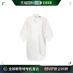 香港直邮Loewe罗意威女士衬衫白色翻领不规则简约舒适透气半袖