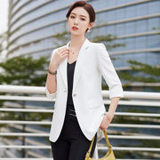 白色西装外套女夏季职业装高级感OL气质中袖薄款休闲通勤西服上衣