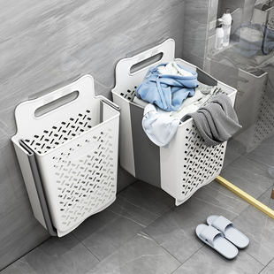 卫生间置物架浴室厕所折叠脏衣篮免打孔壁挂式洗手间，洗衣机收纳架
