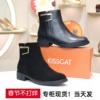 kisscat接吻猫2023秋冬真皮，粗跟舒适短靴女靴ka42519-11