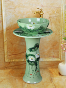 景焱中式艺术立柱盆陶瓷一体柱式洗脸盆落地式台盆立式洗手盆柱盆
