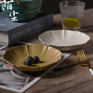 日式花边茶点小碟子陶瓷家用6英寸复古壶承零食坚果小菜盘凉菜碟