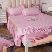 防滑床裙床罩单件加厚欧式蕾丝床裙花边纯色三件床套防尘罩保护套