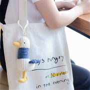 韩版ins风 条纹小鸭子海鸥加油鸭包包吊挂件儿童书包吊饰毛绒玩具