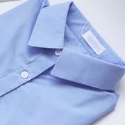 春秋大码女款纯蓝衬衫，长袖方领职业装工装，工服翻领蓝衬衣短袖