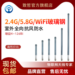 2.4g5.8ghz双频wifi全向高增益(高增益)室外防水无线传输n公头玻璃钢天线