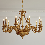法式全铜吊灯别墅客厅奢华大气古典欧式卧室餐厅复古脱蜡铜灯具