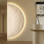 月球玄关装饰画抽象肌理led氛围灯壁画现代简约入户走廊过道挂画