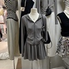 十三行女装2024夏款韩系风休闲运动套装女长袖外套短裙通勤两件套
