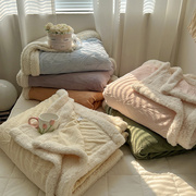 沙发毯午睡毯毛巾被空调毯毛毯，加厚盖毯冬简约可爱披肩珊瑚绒毯子