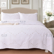欧式纯色绗缝床上用品夹棉纯棉，床盖三件套纱棉床单夏季家纺可水洗