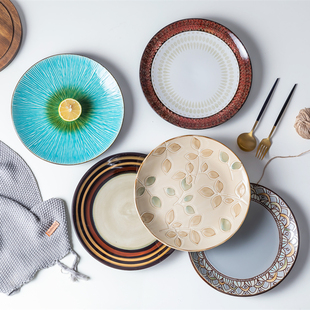 欧式圆形大盘陶瓷手绘水果时尚创意蛋糕架果盘果盆点心沙拉盘菜盘