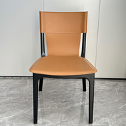 现代简约实木餐椅白蜡木意式轻奢马鞍皮餐椅设计师马鞍椅书椅
