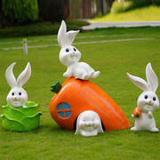 户外仿真兔子摆件玻璃钢动物雕塑幼儿园林景观草坪酒店房地产美陈