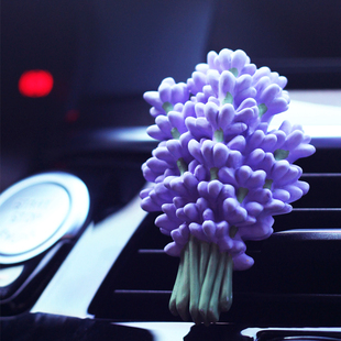 紫色薰衣草车载香薰汽车空调出风口香水装饰扩香石花朵新车内饰品